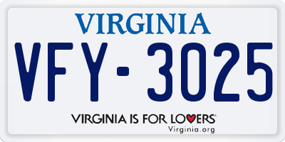 VA license plate VFY3025