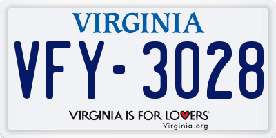 VA license plate VFY3028