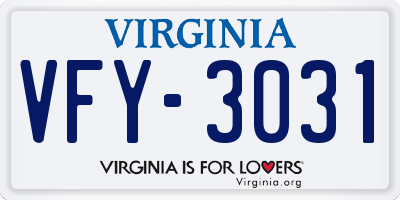 VA license plate VFY3031