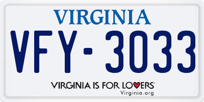 VA license plate VFY3033