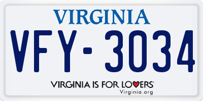 VA license plate VFY3034