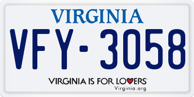 VA license plate VFY3058