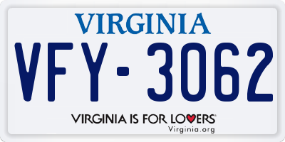 VA license plate VFY3062