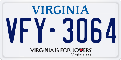 VA license plate VFY3064