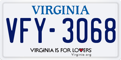 VA license plate VFY3068