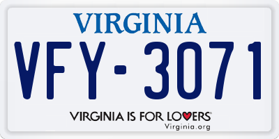 VA license plate VFY3071