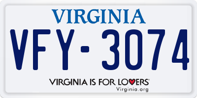 VA license plate VFY3074