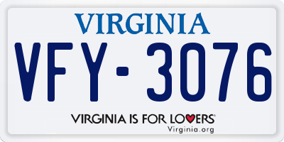VA license plate VFY3076