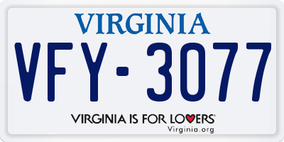 VA license plate VFY3077