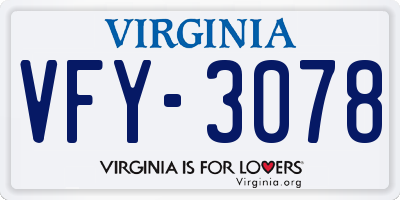 VA license plate VFY3078