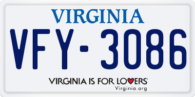 VA license plate VFY3086