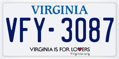 VA license plate VFY3087