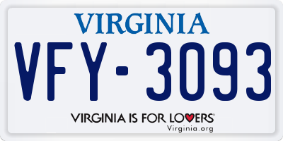 VA license plate VFY3093
