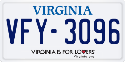 VA license plate VFY3096
