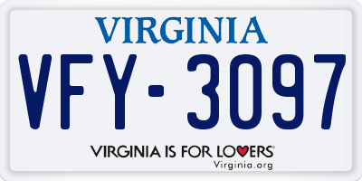 VA license plate VFY3097
