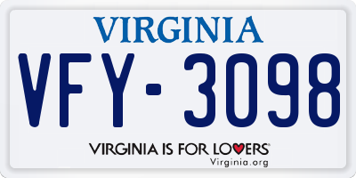 VA license plate VFY3098