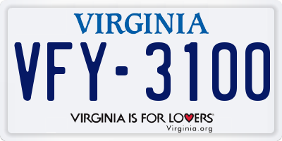 VA license plate VFY3100