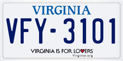 VA license plate VFY3101