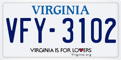 VA license plate VFY3102