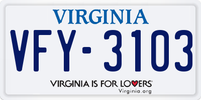 VA license plate VFY3103