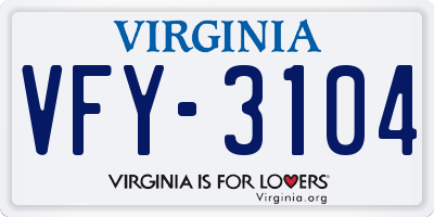 VA license plate VFY3104