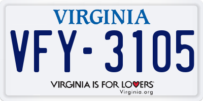 VA license plate VFY3105