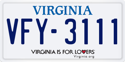 VA license plate VFY3111