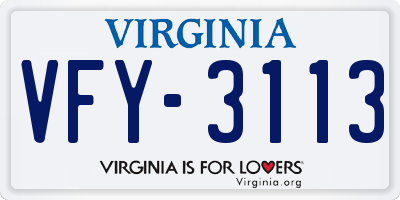 VA license plate VFY3113