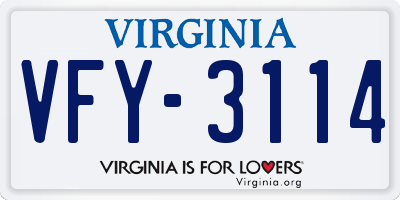 VA license plate VFY3114