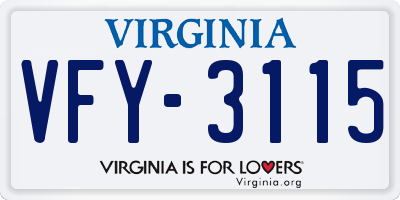 VA license plate VFY3115