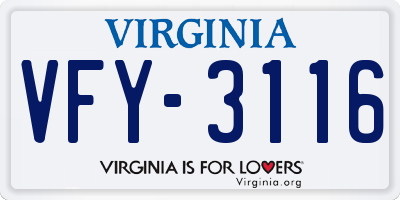 VA license plate VFY3116