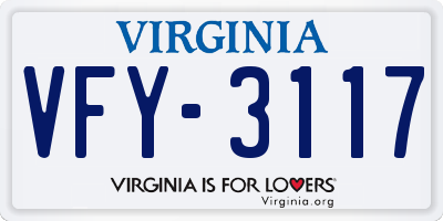 VA license plate VFY3117