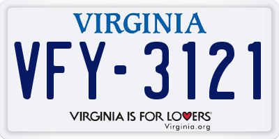 VA license plate VFY3121