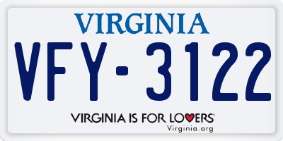 VA license plate VFY3122