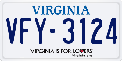 VA license plate VFY3124