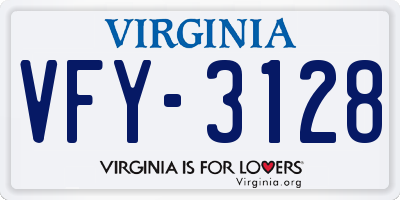 VA license plate VFY3128