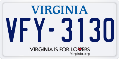 VA license plate VFY3130