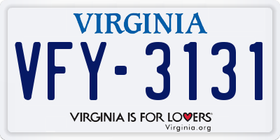 VA license plate VFY3131