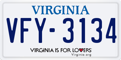 VA license plate VFY3134
