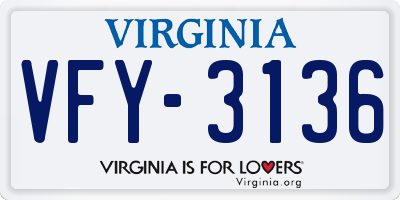 VA license plate VFY3136