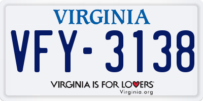 VA license plate VFY3138