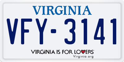 VA license plate VFY3141