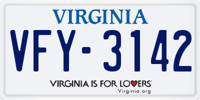 VA license plate VFY3142