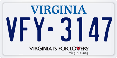 VA license plate VFY3147
