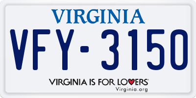 VA license plate VFY3150