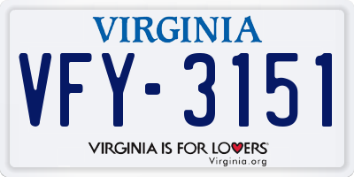 VA license plate VFY3151