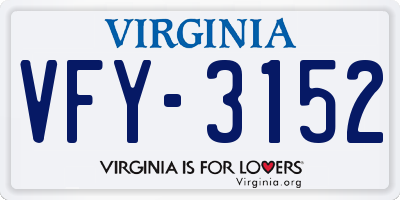 VA license plate VFY3152