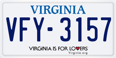 VA license plate VFY3157