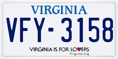 VA license plate VFY3158