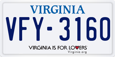 VA license plate VFY3160